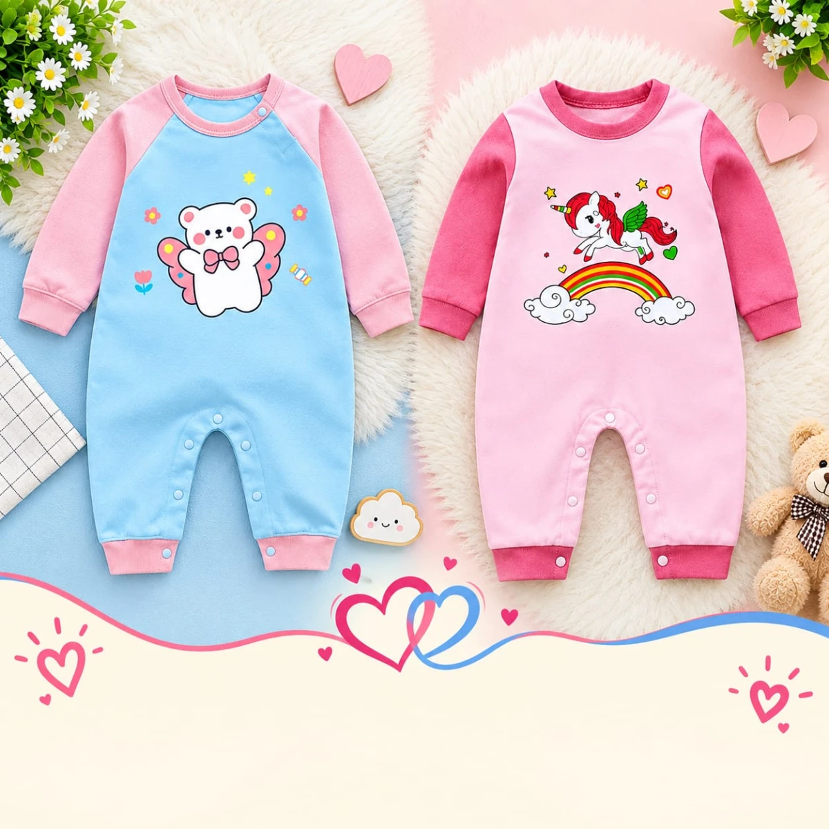 2 PCS বেবিদের জন্য আরামদায়ক সুন্দর ড্রেস 💕